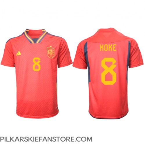 Tanie Strój piłkarski Hiszpania Koke #8 Koszulka Podstawowej MŚ 2022 Krótkie Rękawy